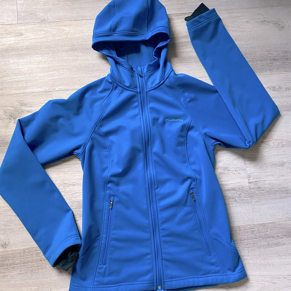 Columbia Blue Soft Shell Hooded Jacket Women’s Size Small